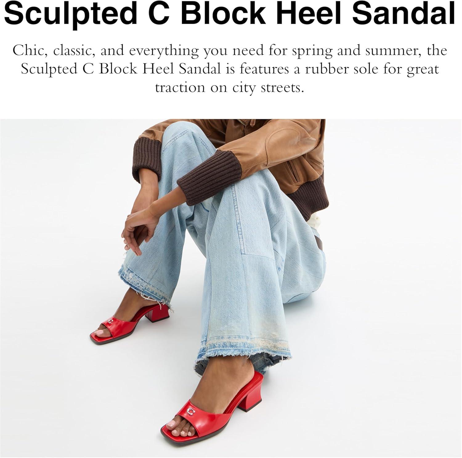 image:imageCOACH womens Holly Block Heel SandalBlackCrimson TintGreen Glow