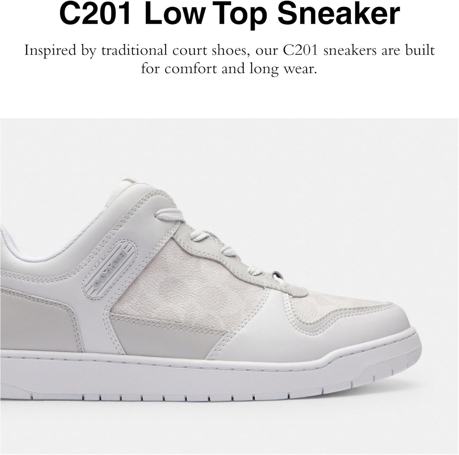 image:imageCoach Mens C201 Mixed Material SneakerOptic WhiteGrey