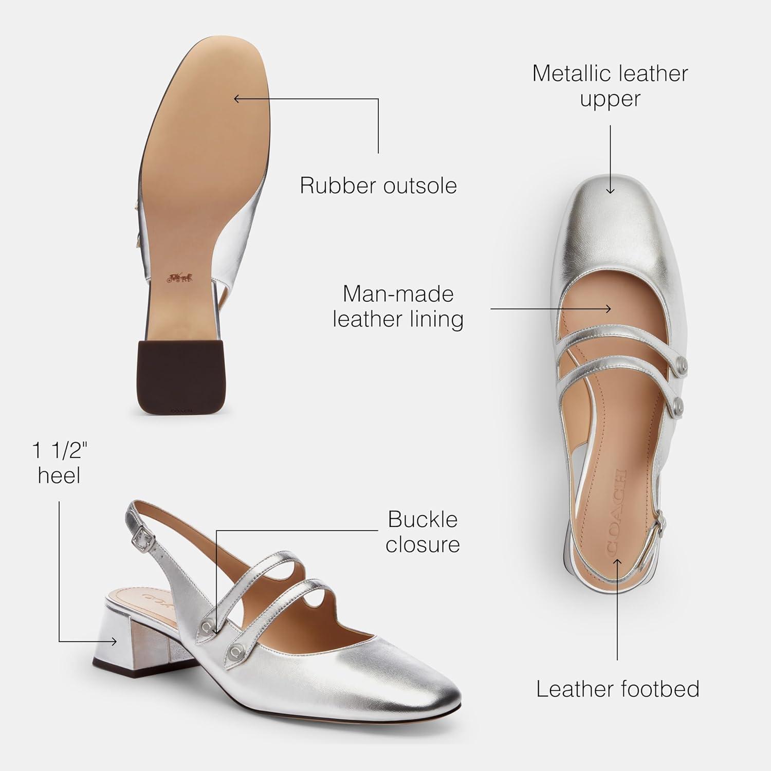 image:imageCoach Womens Winley Metallic Slingback Mary JaneCharcoalBlack