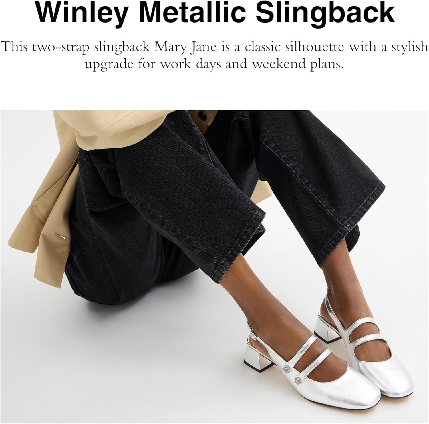 image:imageCoach Womens Winley Metallic Slingback Mary JaneCharcoalBlack