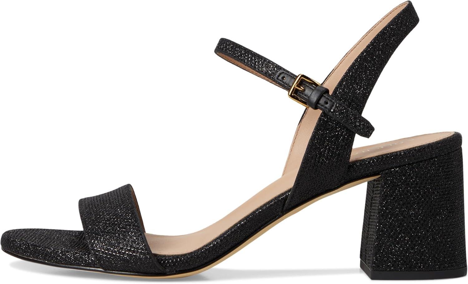 image:imageCole Haan Womens Josie Block Heel SandalBlack Glitter Mesh
