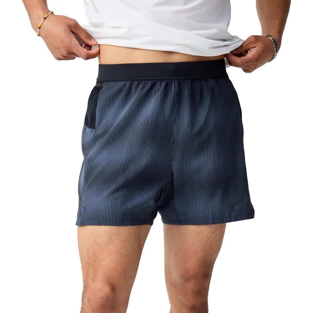 image:imageBrooks Mens Journey 5quot Short Lightweight Supportive Fit Athletic Shorts with Brief Liner ampamp Secure StorageSonic SlateBlack
