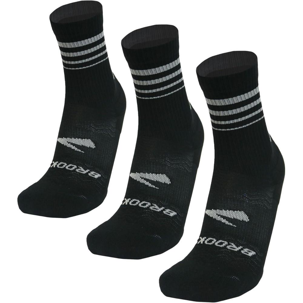 image:imageBrooks RunIn Crew 3 Pack Socks Performance Athletic Running Crew Socks with Comfort Fit for Men ampamp Women 3PackBlack