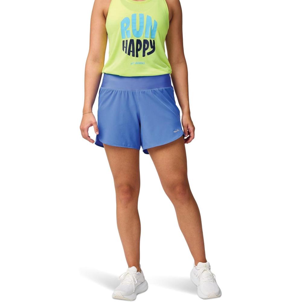 image:imageBrooks Womens Chaser 5quot Short 20 HighRise Athletic Shorts with Adjustable Waistband Secure Storage ampamp Stretch FabricBluebell