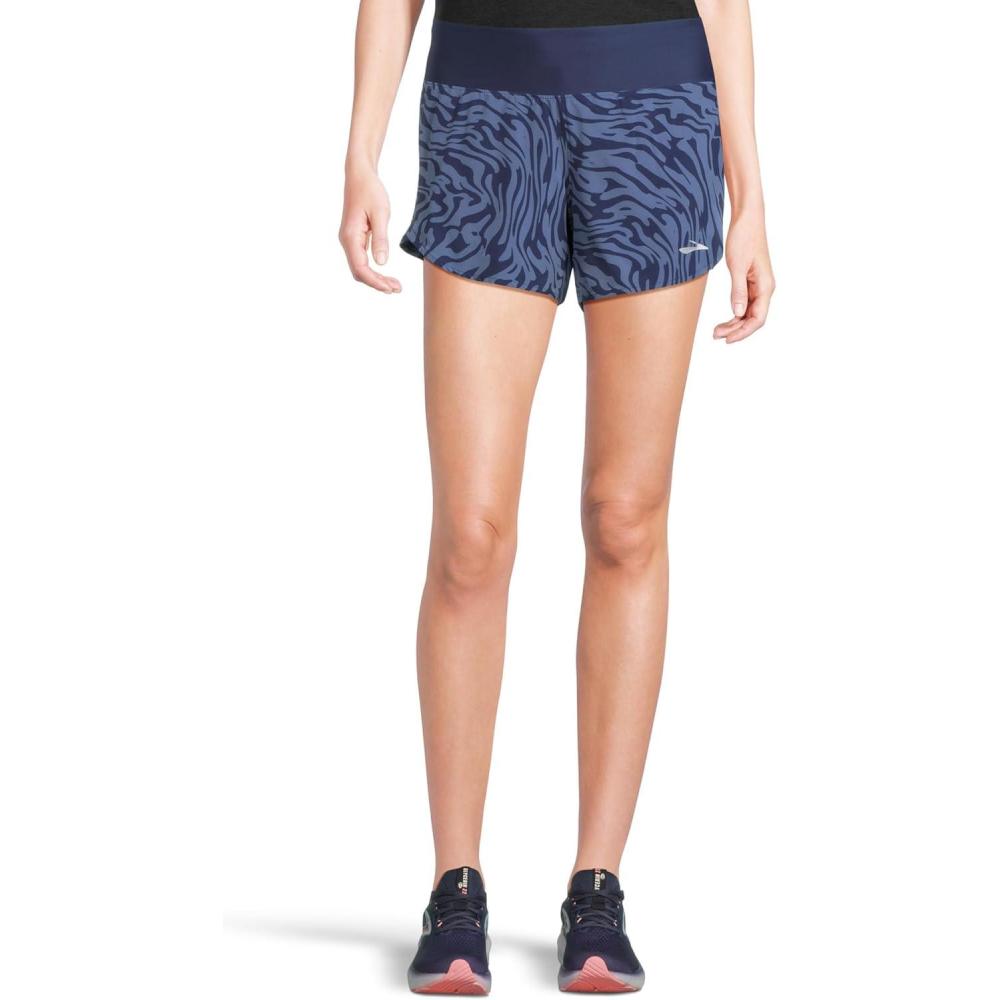image:imageBrooks Womens Chaser 5quot Short 20 HighRise Athletic Shorts with Adjustable Waistband Secure Storage ampamp Stretch FabricMidnight Speedscape