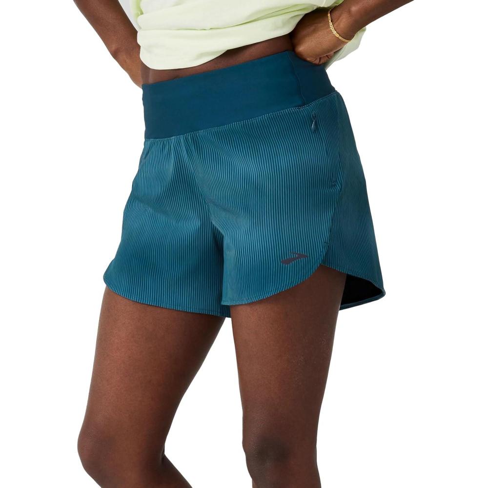 image:imageBrooks Womens Chaser 5quot Short 20 HighRise Athletic Shorts with Adjustable Waistband Secure Storage ampamp Stretch FabricSonic Cosmo