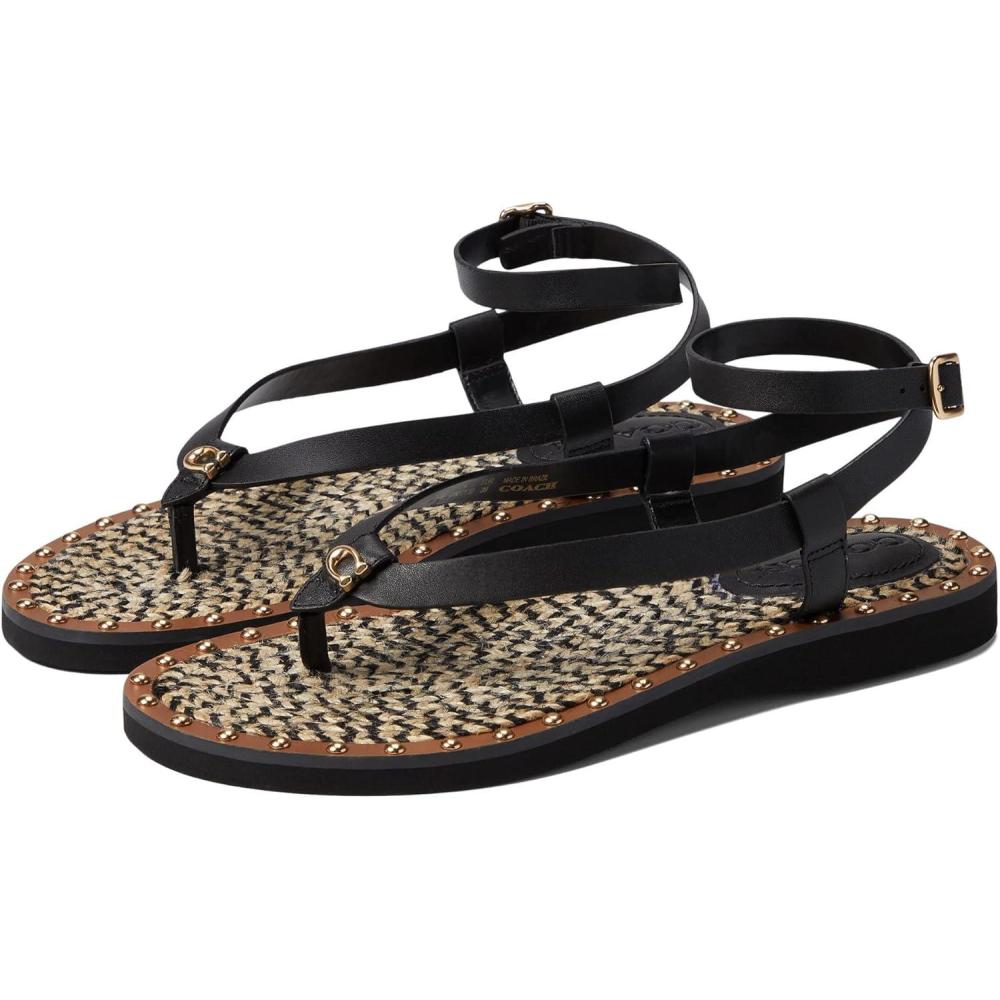 image:imageCOACH Gracey Leather Sandal Black 65 B M