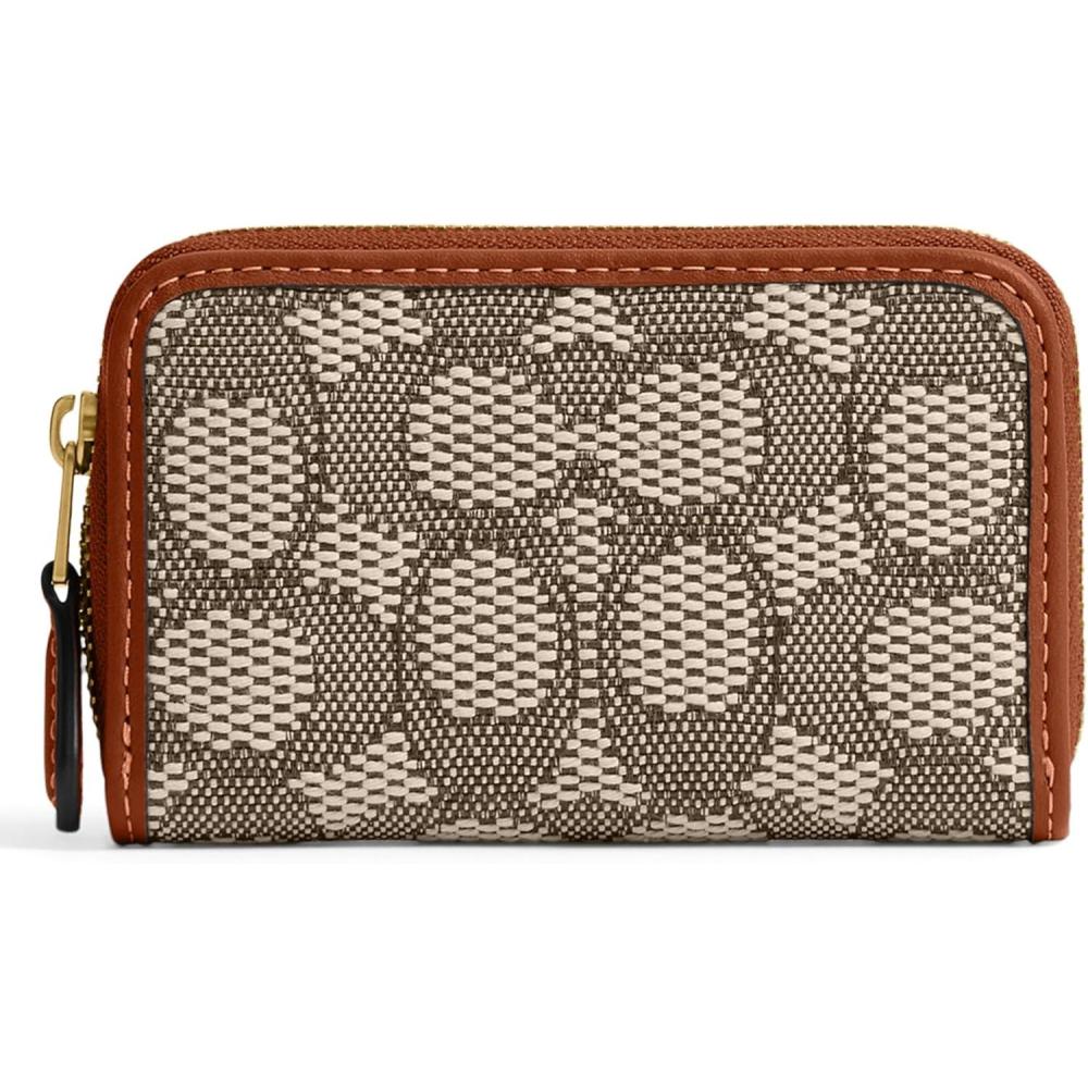 image:imageCOACH Womens Small Zip Around Card CaseB4Cocoa Burnished Amber
