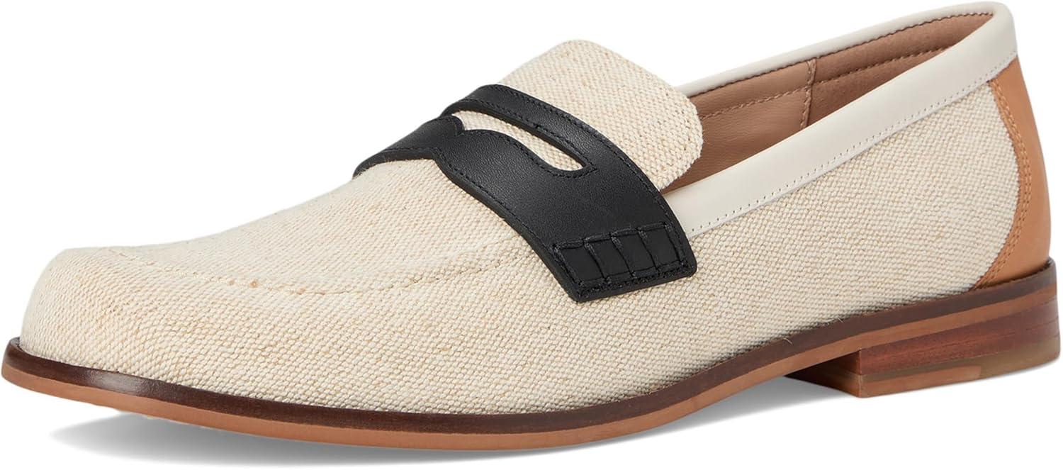 image:imageCole Haan Womens Lana Lux Penny Loafers Remastered FlatCanvasBlackIvroy