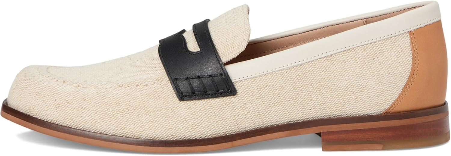 image:imageCole Haan Womens Lana Lux Penny Loafers Remastered FlatCanvasBlackIvroy