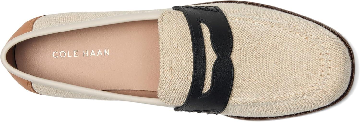 image:imageCole Haan Womens Lana Lux Penny Loafers Remastered FlatCanvasBlackIvroy