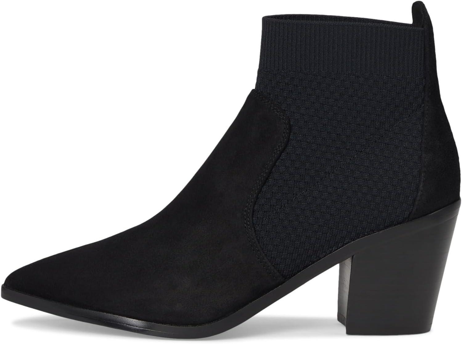 image:imageCole Haan Womens Maggie 75mm Booties Black SuedeTonal Stretch Knit 9B US