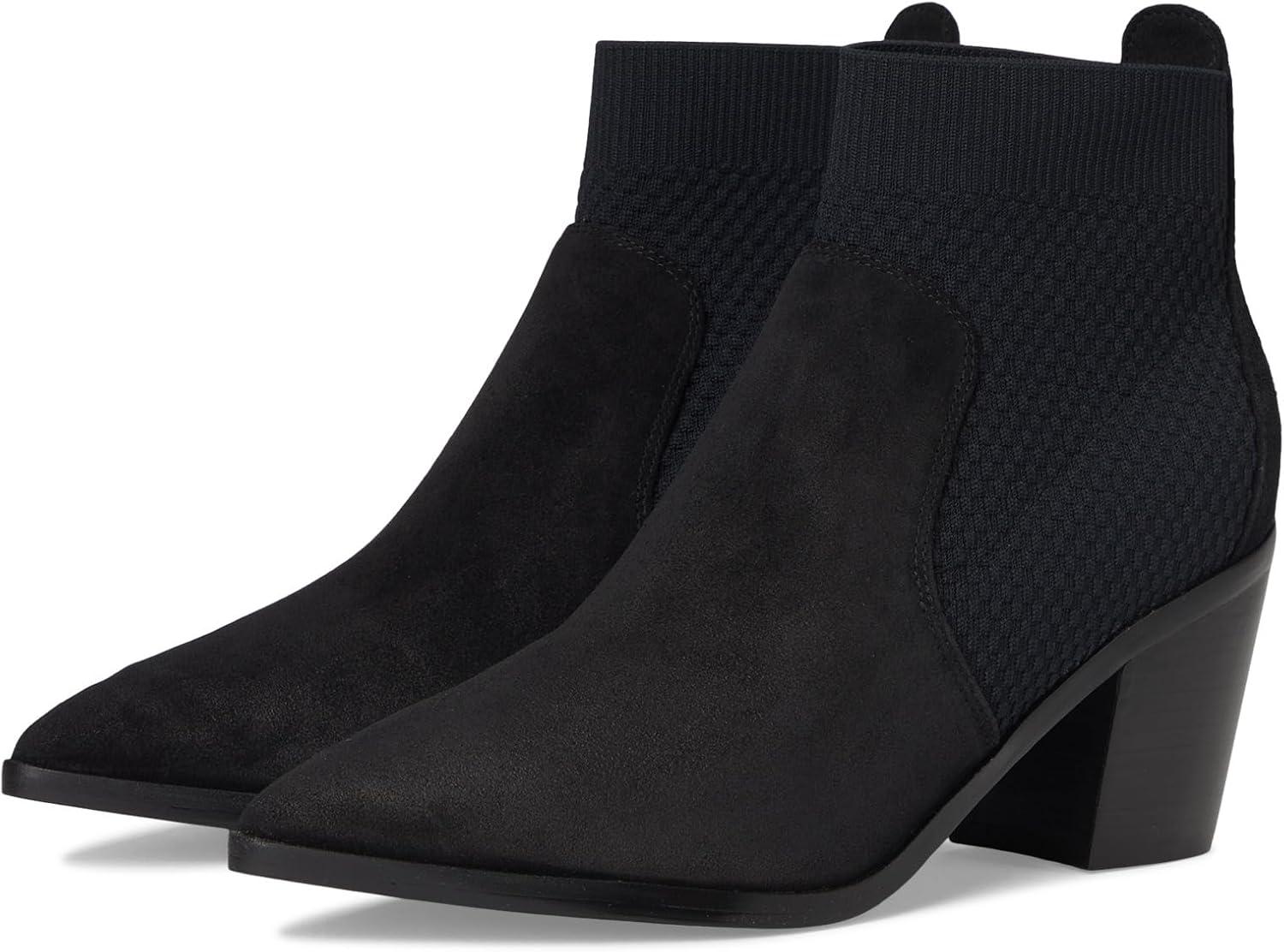 image:imageCole Haan Womens Maggie 75mm Booties Black SuedeTonal Stretch Knit 9B US