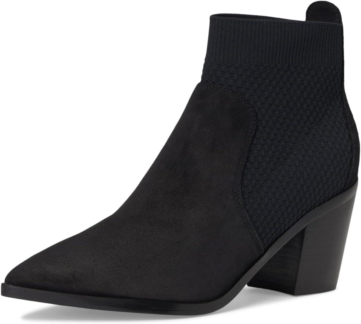 image:imageCole Haan Womens Maggie 75mm Booties Black SuedeTonal Stretch Knit 9B US