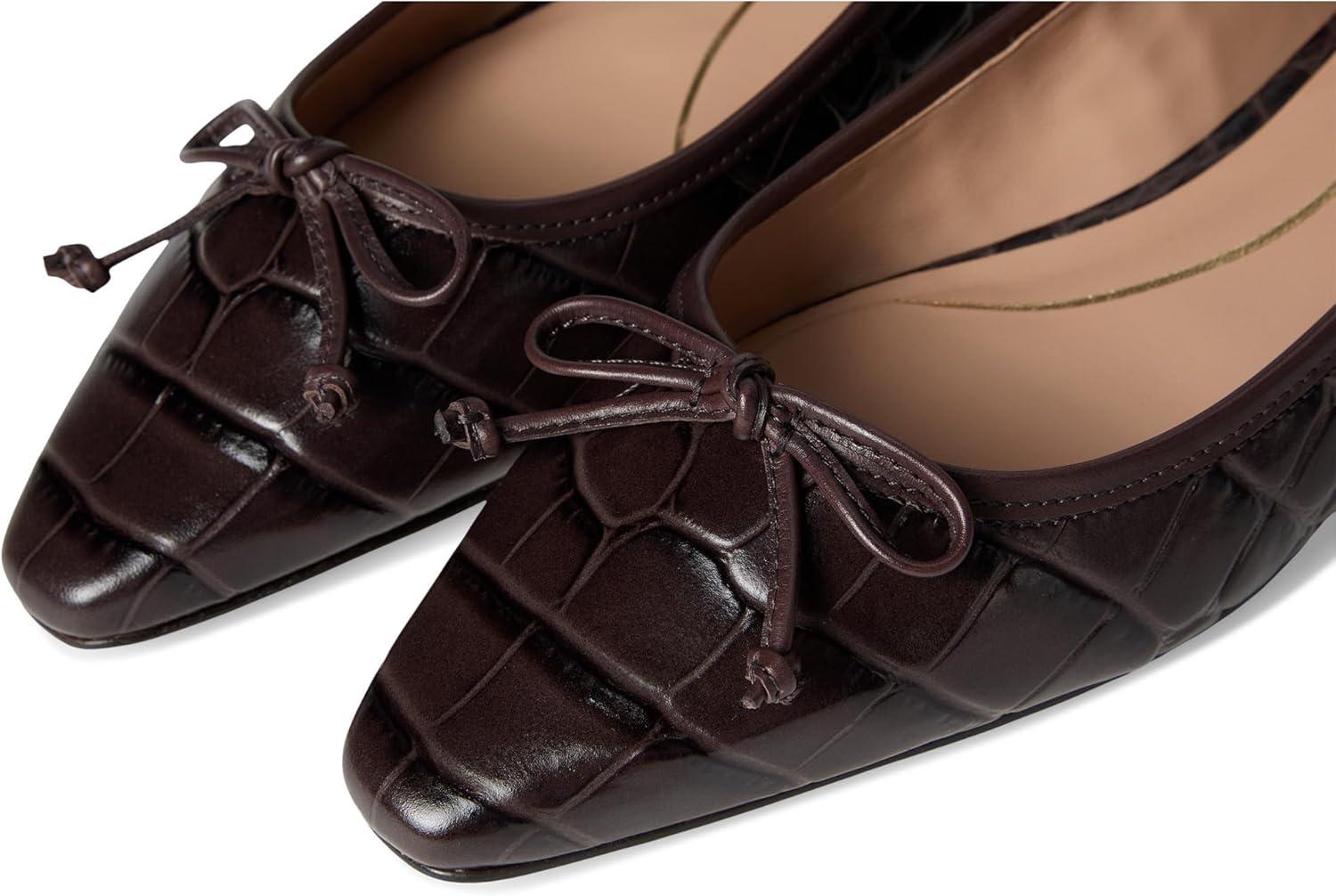 image:imageCole Haan Womens Paget Ballet FlatsDark Chocolate Croc Print Leather