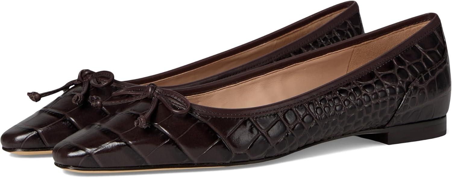 image:imageCole Haan Womens Paget Ballet FlatsDark Chocolate Croc Print Leather