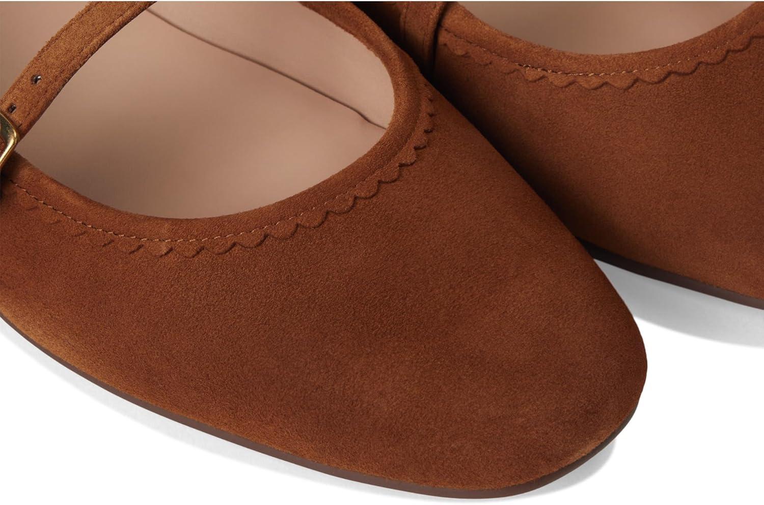 image:imageCole Haan Womens Yelena Scalloped Maryjane Ballet FlatsTobacco Suede