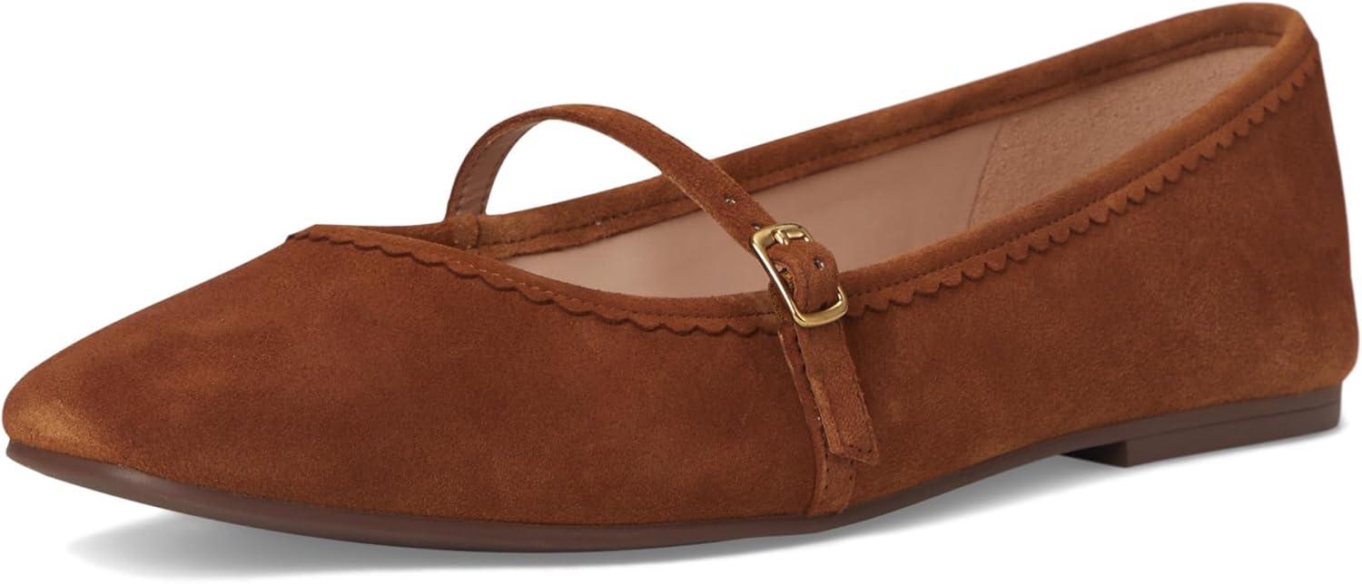 image:imageCole Haan Womens Yelena Scalloped Maryjane Ballet FlatsTobacco Suede