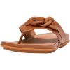 FitFlop Gracie Rubber-Chain Leather Toe Post Sandals(Light Tan)