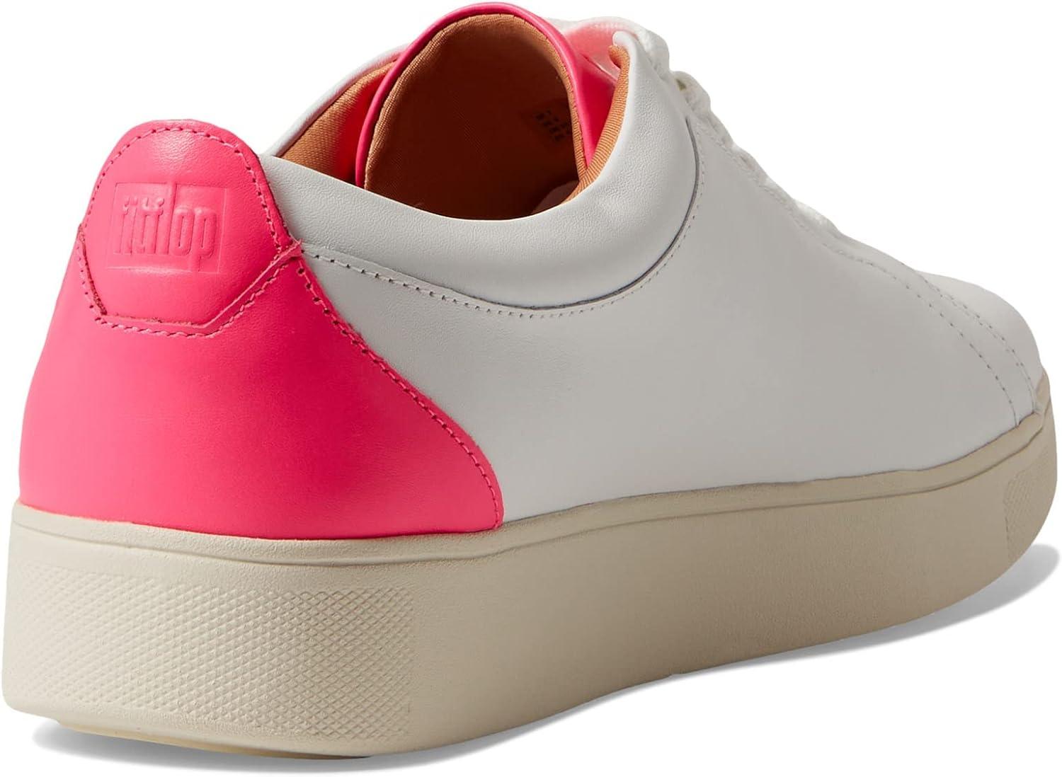 image:imageFitFlop Rally NeonPop Leather SneakersUrban WhitePop Pink