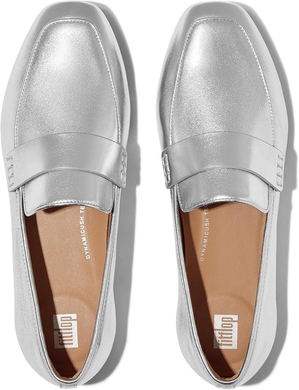 image:imageFitFlop Womens Delicato Soft Leather LoafersSilver