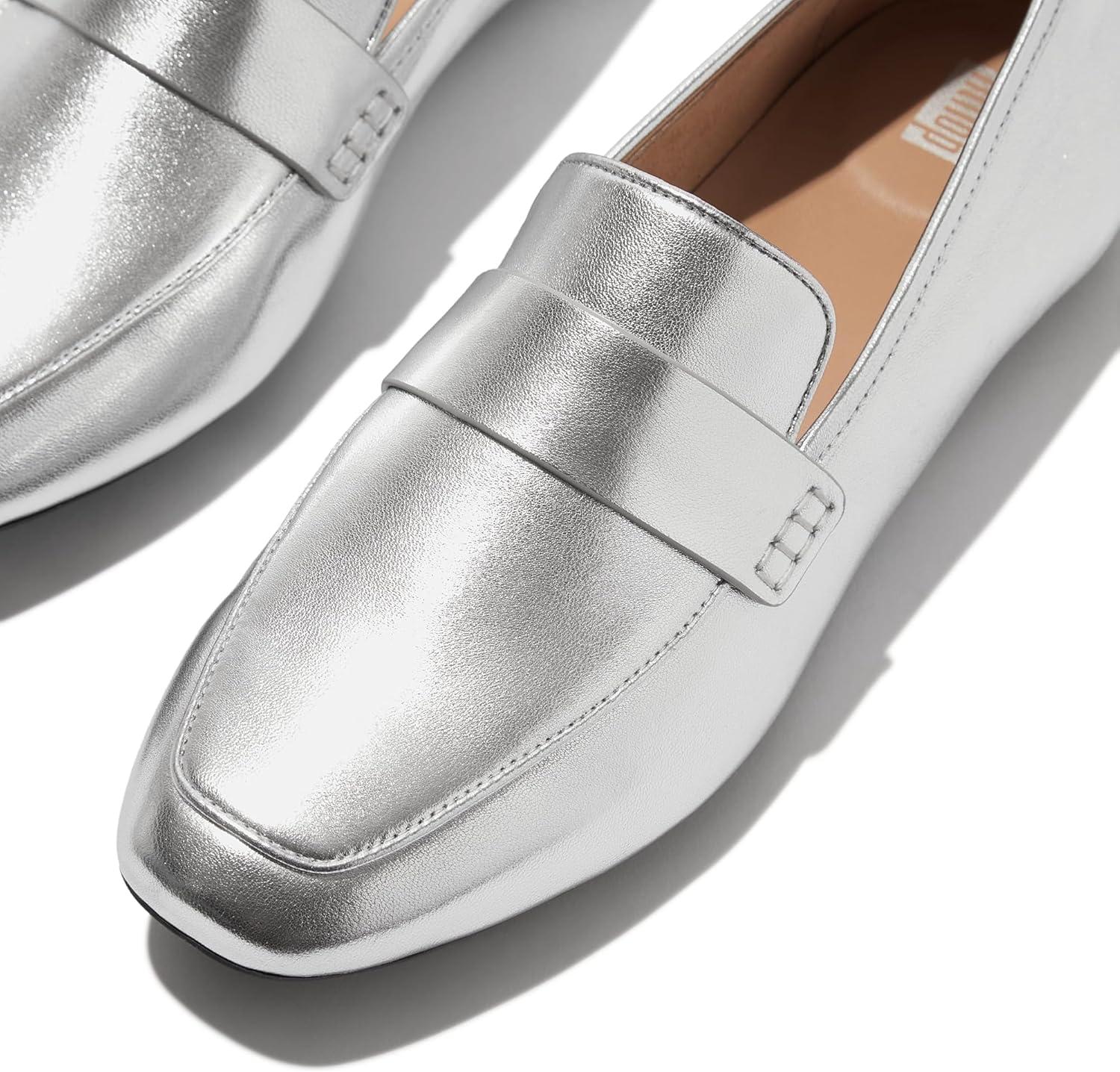image:imageFitFlop Womens Delicato Soft Leather LoafersSilver