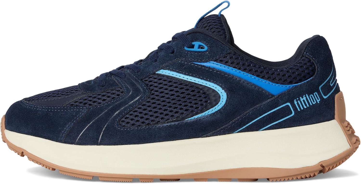 image:imageFitFlop Womens FMode Flow SuedeMeshLeather Flatform SneakersMidnight NavyBondi Blue