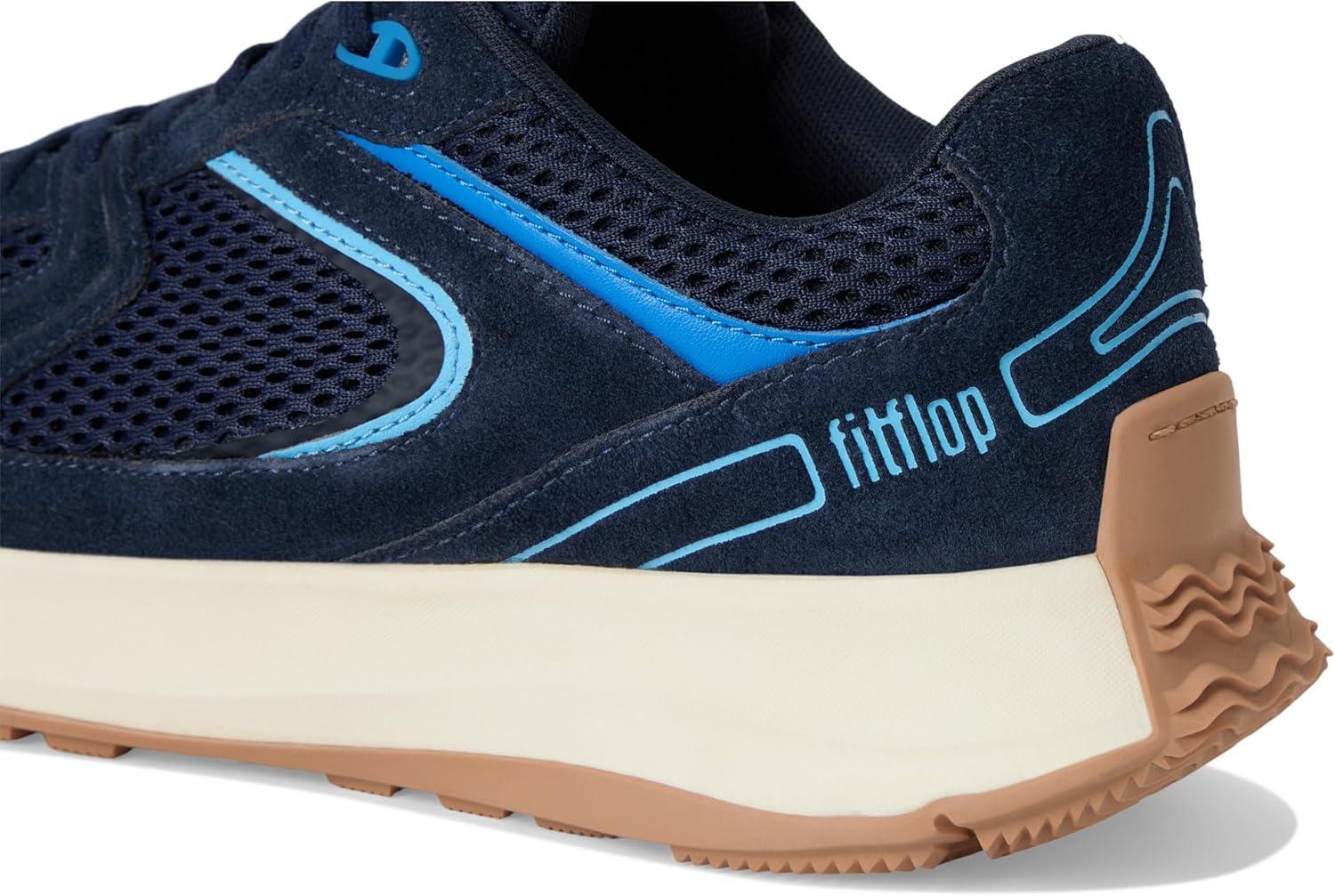 image:imageFitFlop Womens FMode Flow SuedeMeshLeather Flatform SneakersMidnight NavyBondi Blue