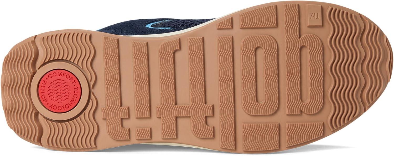 image:imageFitFlop Womens FMode Flow SuedeMeshLeather Flatform SneakersMidnight NavyBondi Blue