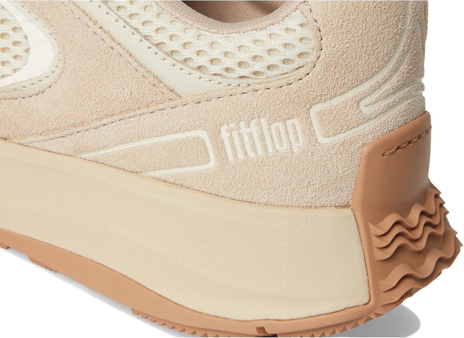 image:imageFitFlop Womens FMode Flow SuedeMeshLeather Flatform SneakersStone BeigeParis Beige
