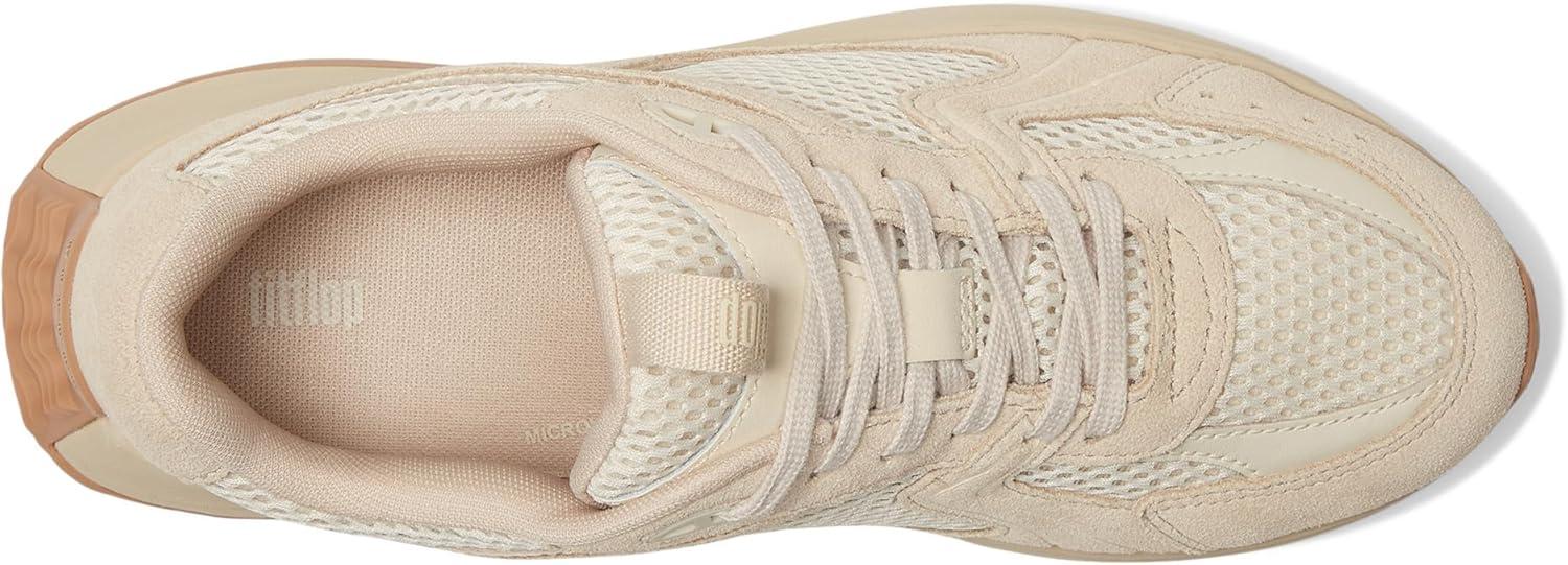 image:imageFitFlop Womens FMode Flow SuedeMeshLeather Flatform SneakersStone BeigeParis Beige
