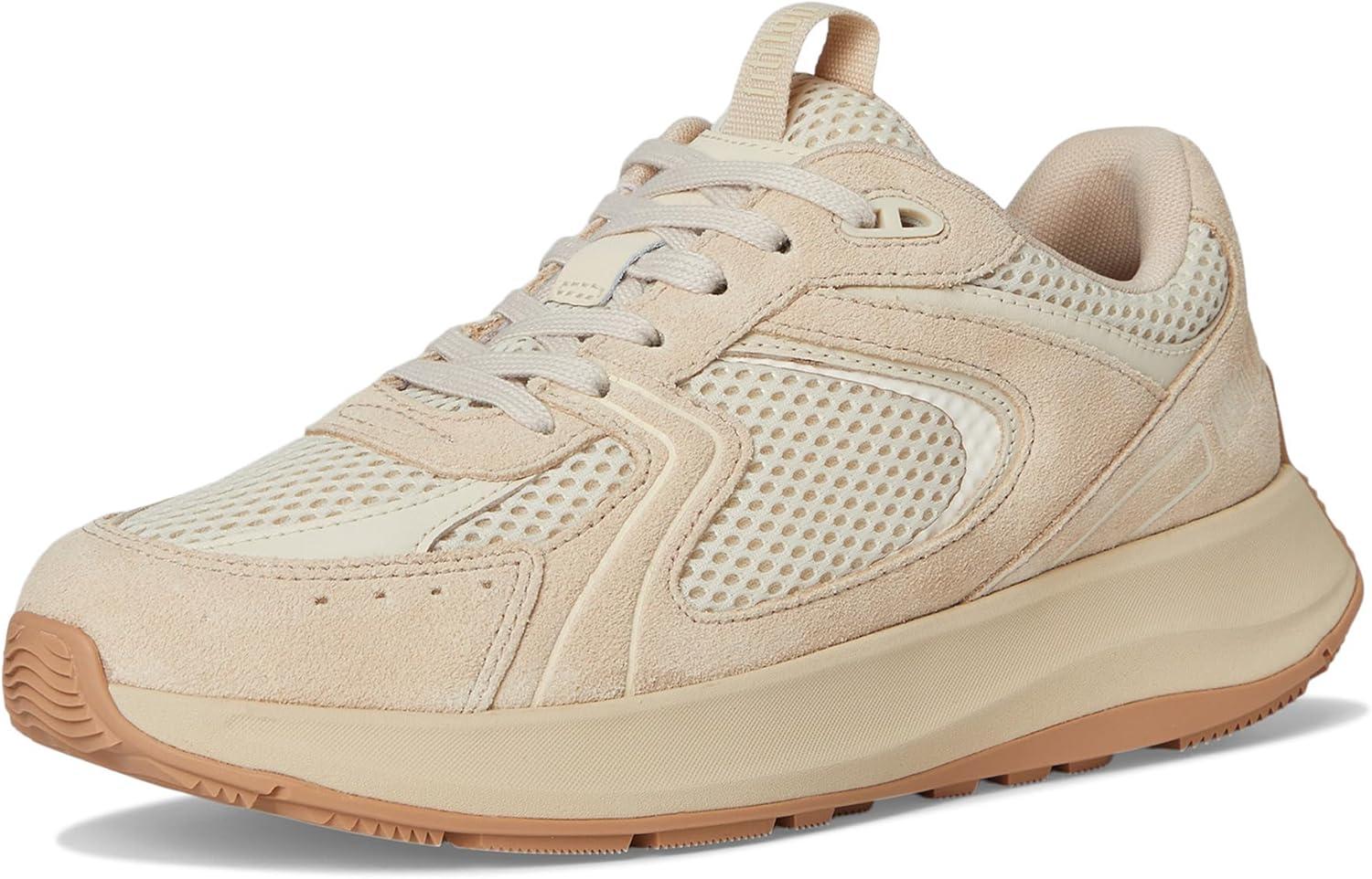 image:imageFitFlop Womens FMode Flow SuedeMeshLeather Flatform SneakersStone BeigeParis Beige
