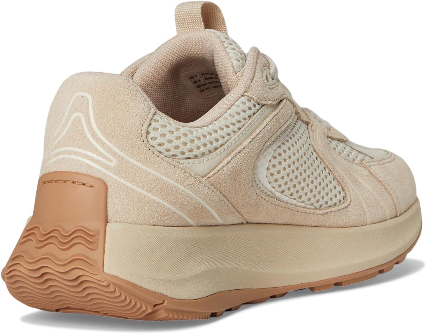 image:imageFitFlop Womens FMode Flow SuedeMeshLeather Flatform SneakersStone BeigeParis Beige