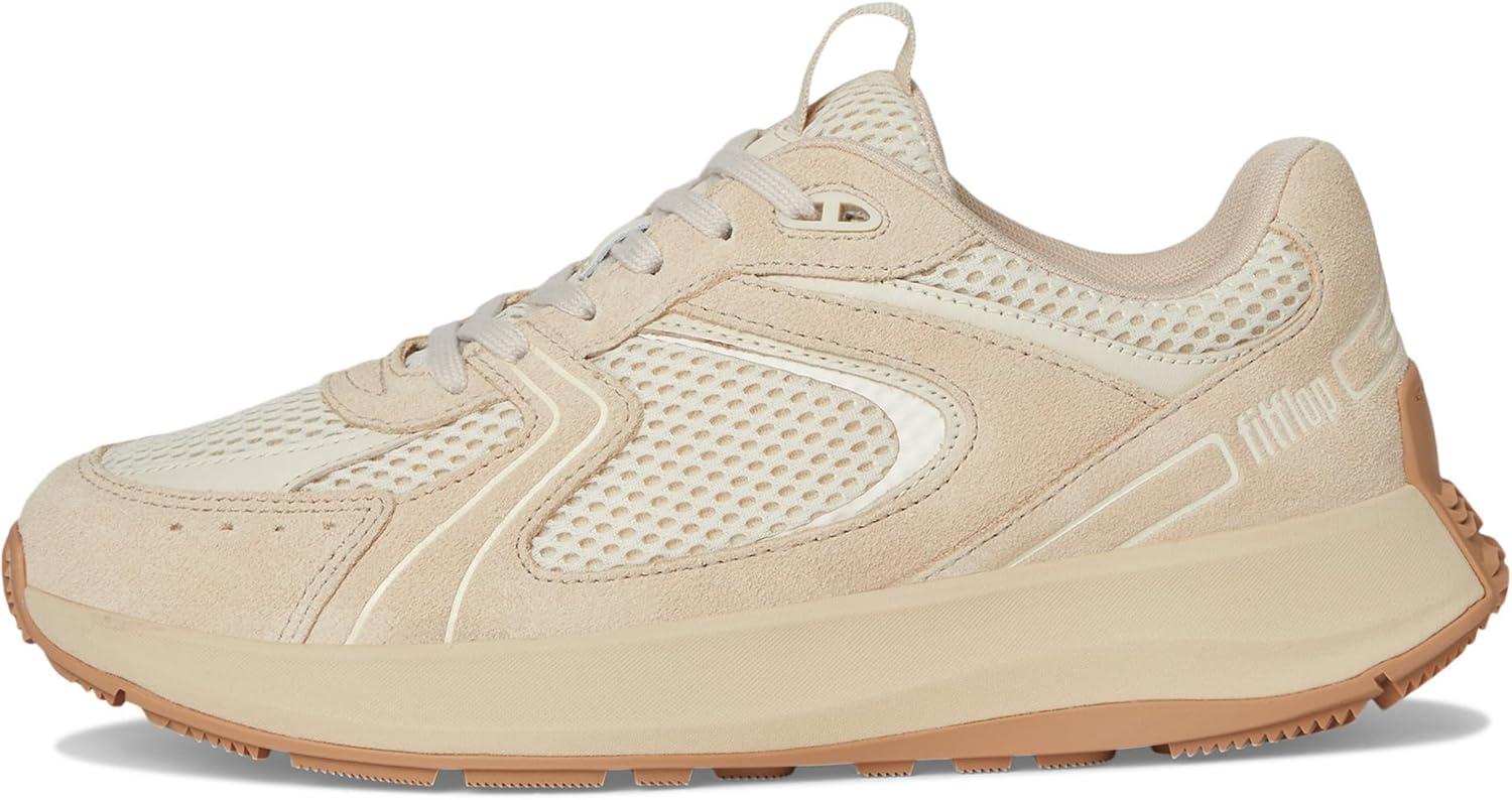 image:imageFitFlop Womens FMode Flow SuedeMeshLeather Flatform SneakersStone BeigeParis Beige