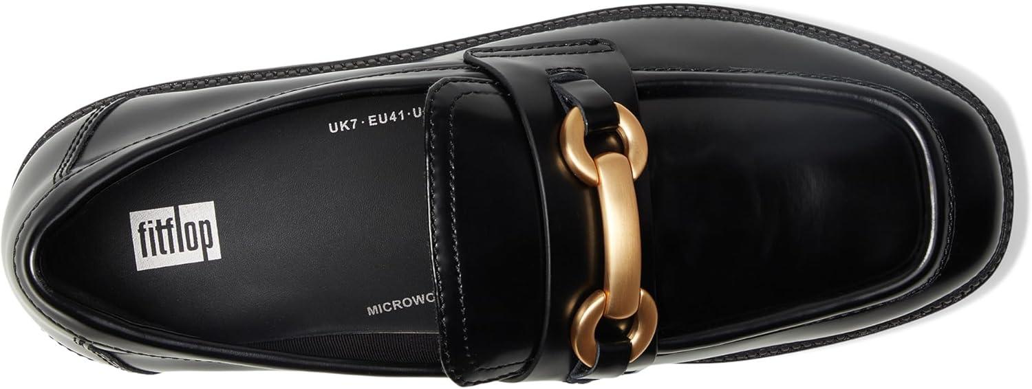 image:imageFitFlop Womens Fluma ChunkySnaffle BoxLeather DemiWedge LoafersBlack