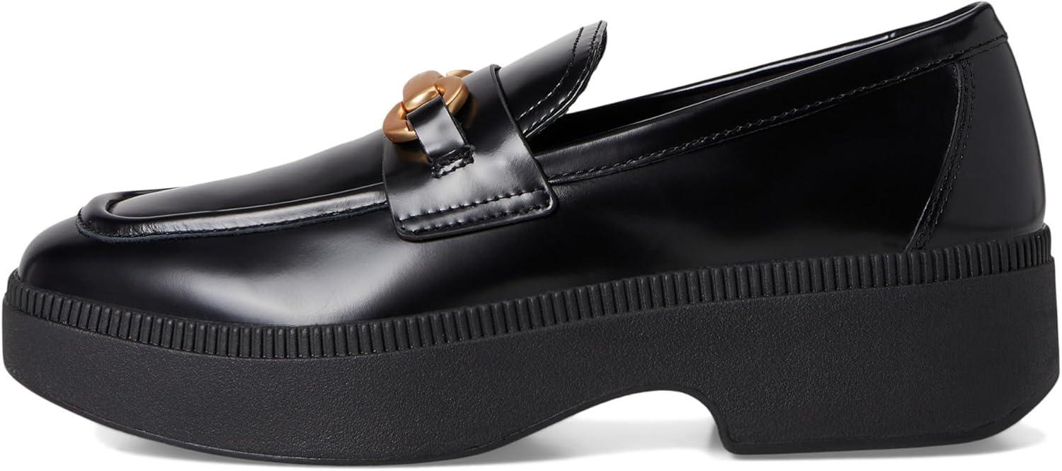 image:imageFitFlop Womens Fluma ChunkySnaffle BoxLeather DemiWedge LoafersBlack