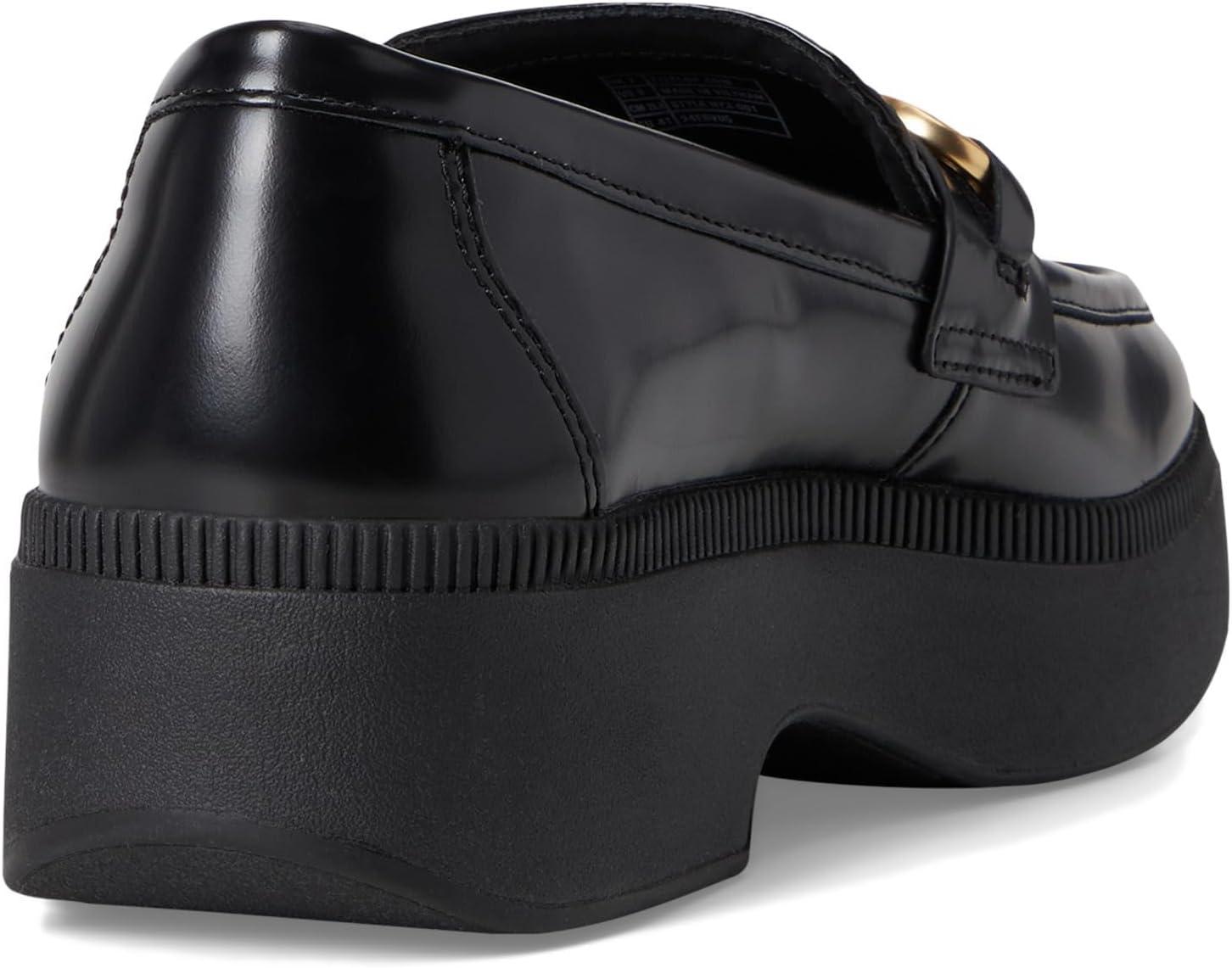 image:imageFitFlop Womens Fluma ChunkySnaffle BoxLeather DemiWedge LoafersBlack