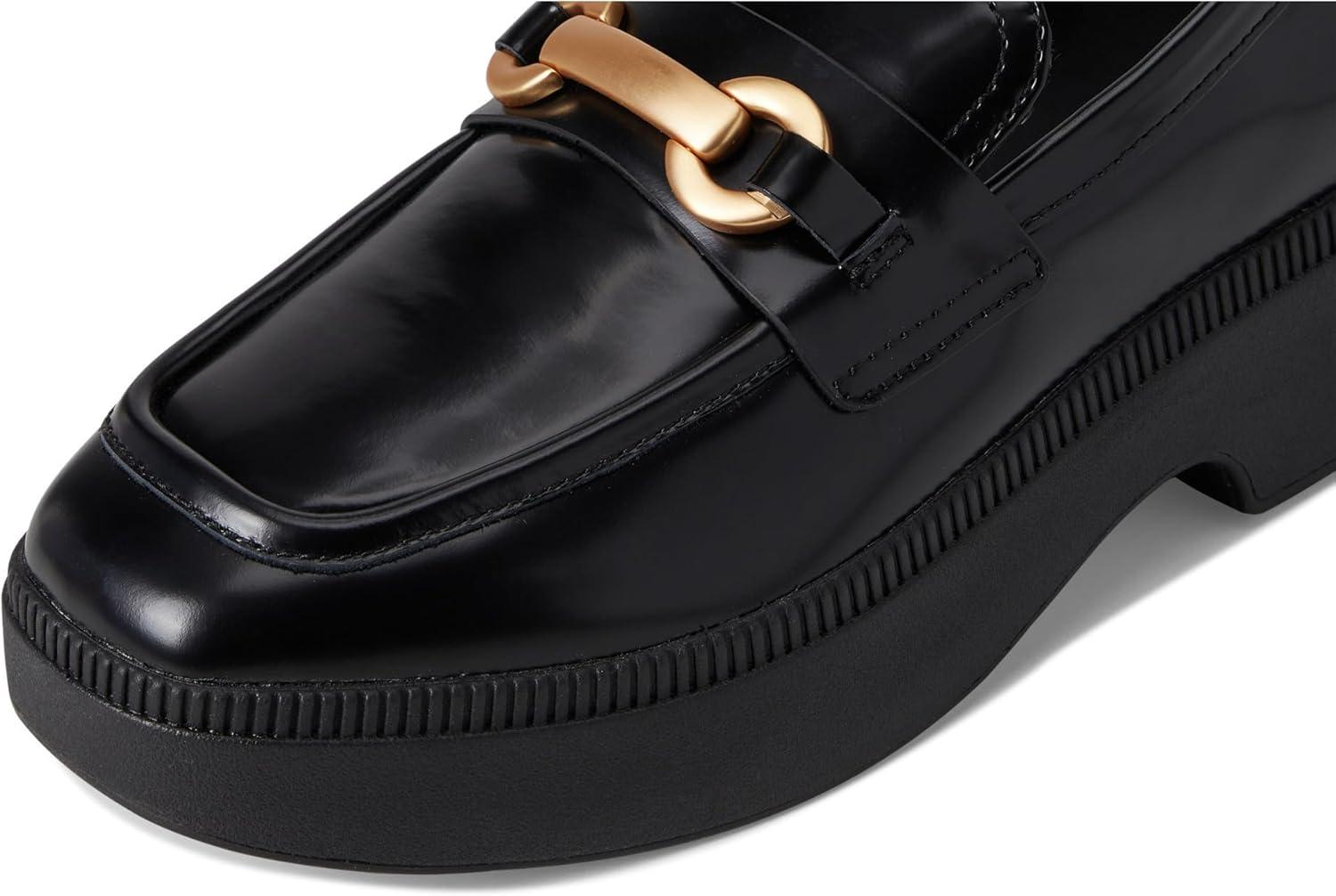image:imageFitFlop Womens Fluma ChunkySnaffle BoxLeather DemiWedge LoafersBlack