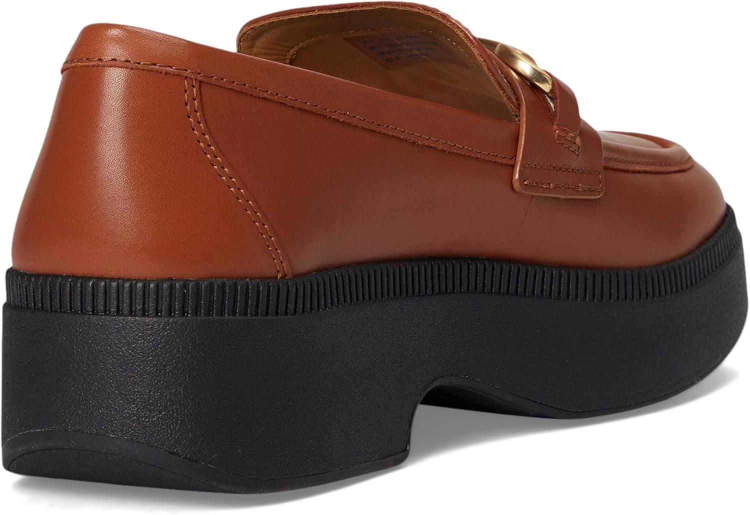 image:imageFitFlop Womens Fluma ChunkySnaffle Leather DemiWedge LoafersDeep Tan