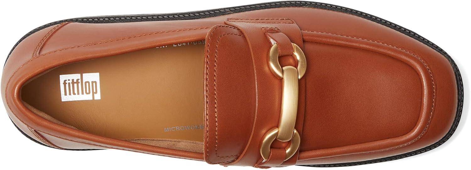 image:imageFitFlop Womens Fluma ChunkySnaffle Leather DemiWedge LoafersDeep Tan