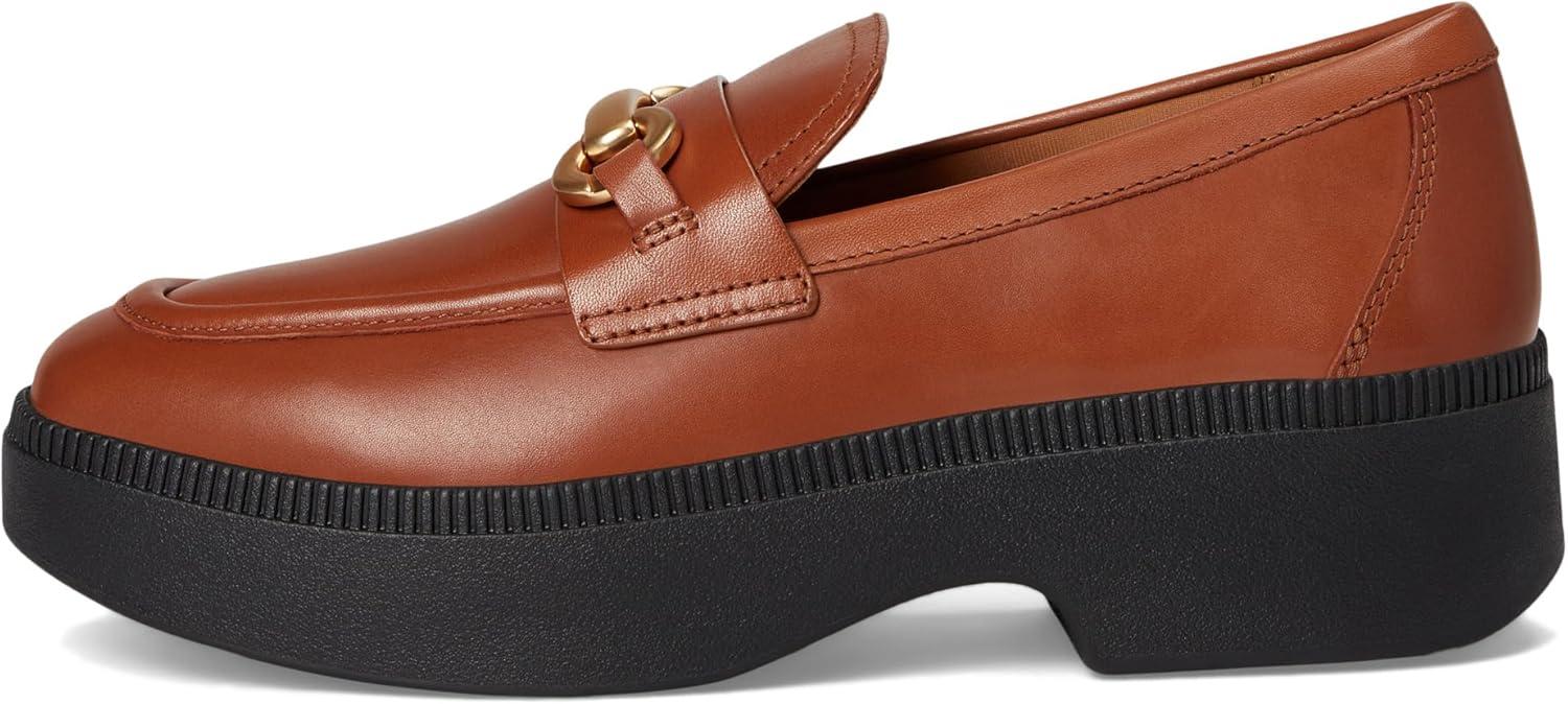image:imageFitFlop Womens Fluma ChunkySnaffle Leather DemiWedge LoafersDeep Tan