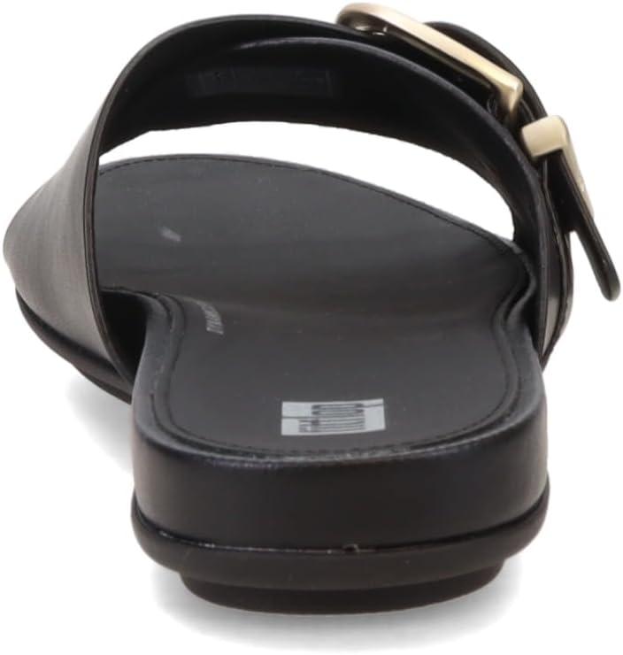 image:imageFitFlop Womens Gracie MaxiBuckle Leather Slides Wedge SandalBlack