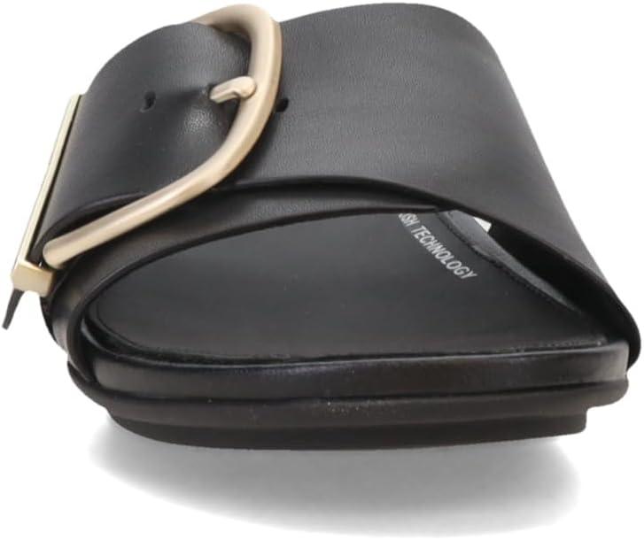 image:imageFitFlop Womens Gracie MaxiBuckle Leather Slides Wedge SandalBlack