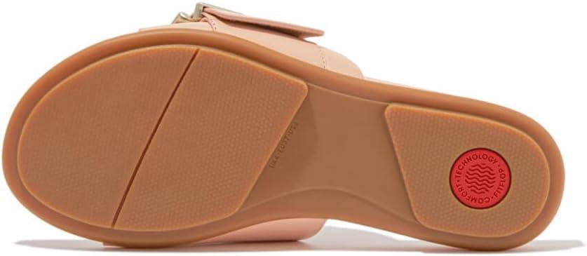 image:imageFitFlop Womens Gracie MaxiBuckle Leather Slides Wedge SandalBlushy