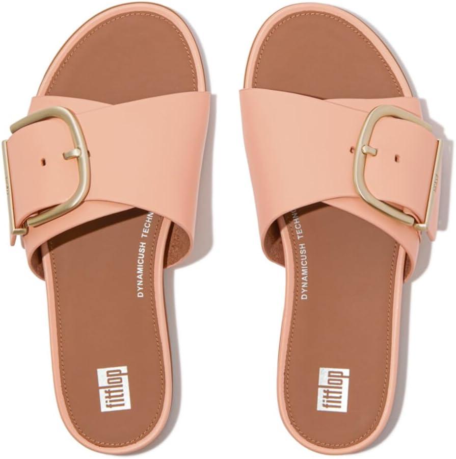 image:imageFitFlop Womens Gracie MaxiBuckle Leather Slides Wedge SandalBlushy