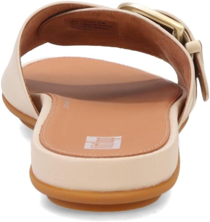 image:imageFitFlop Womens Gracie MaxiBuckle Leather Slides Wedge SandalStone Beige