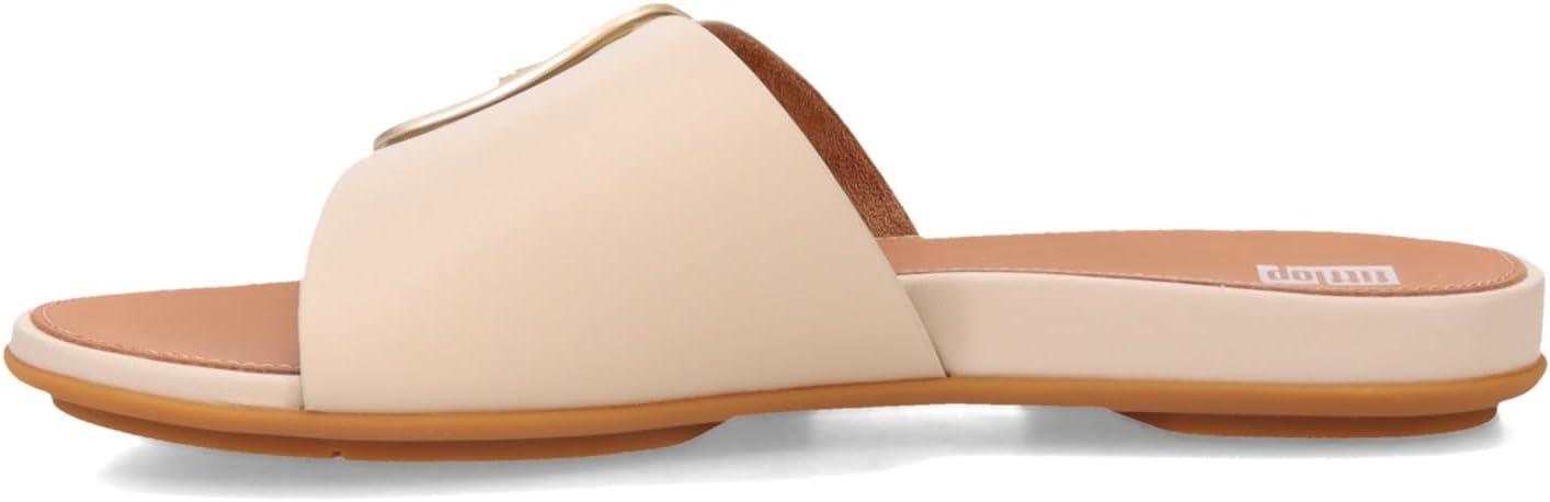 image:imageFitFlop Womens Gracie MaxiBuckle Leather Slides Wedge SandalStone Beige