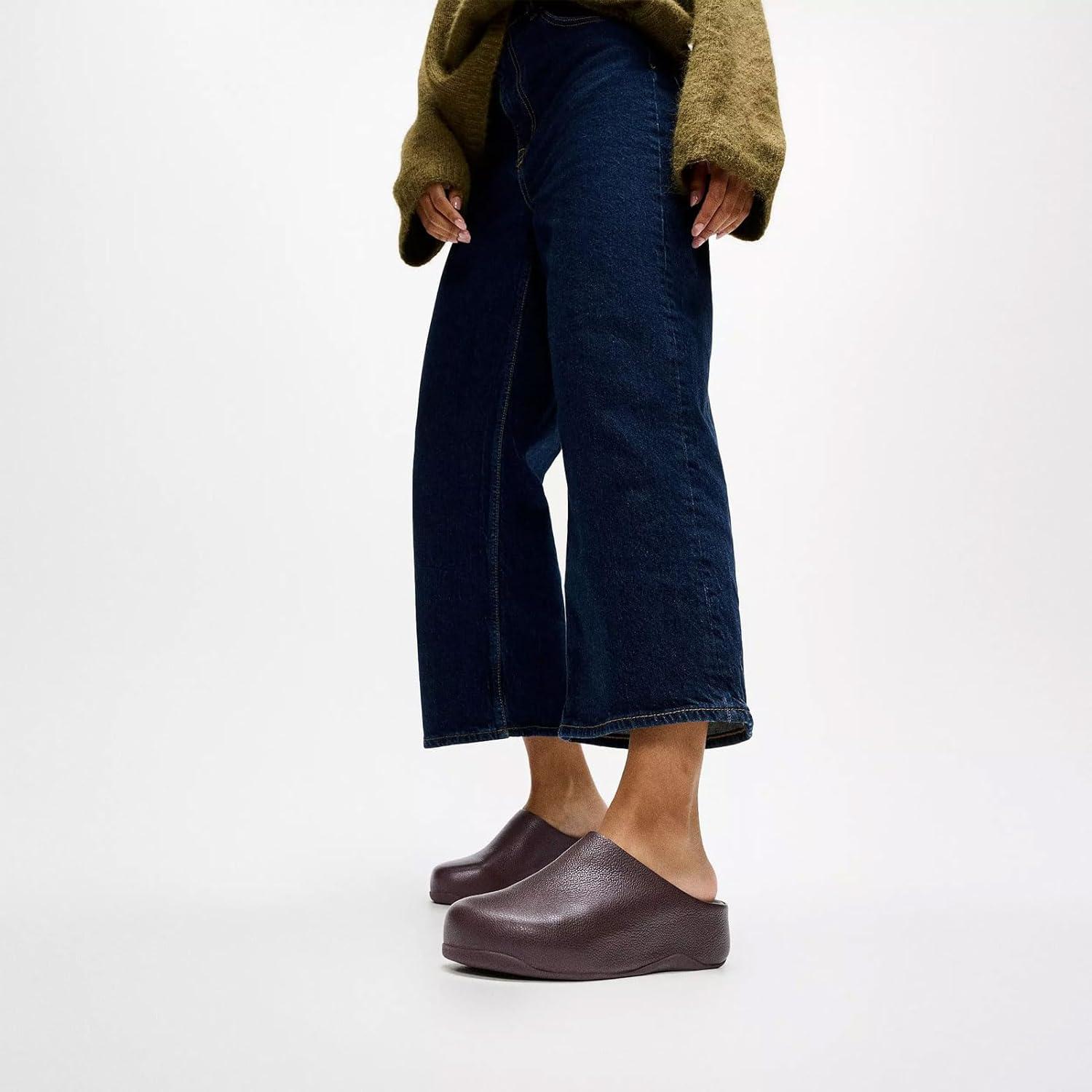 image:imageFitFlop Womens Shuv TumbledLeather ClogsChocolat