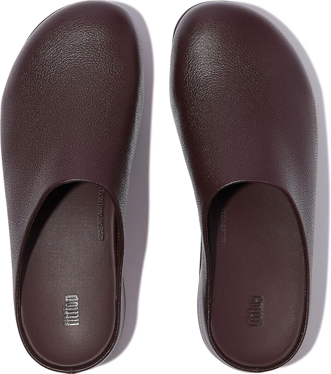 image:imageFitFlop Womens Shuv TumbledLeather ClogsChocolat