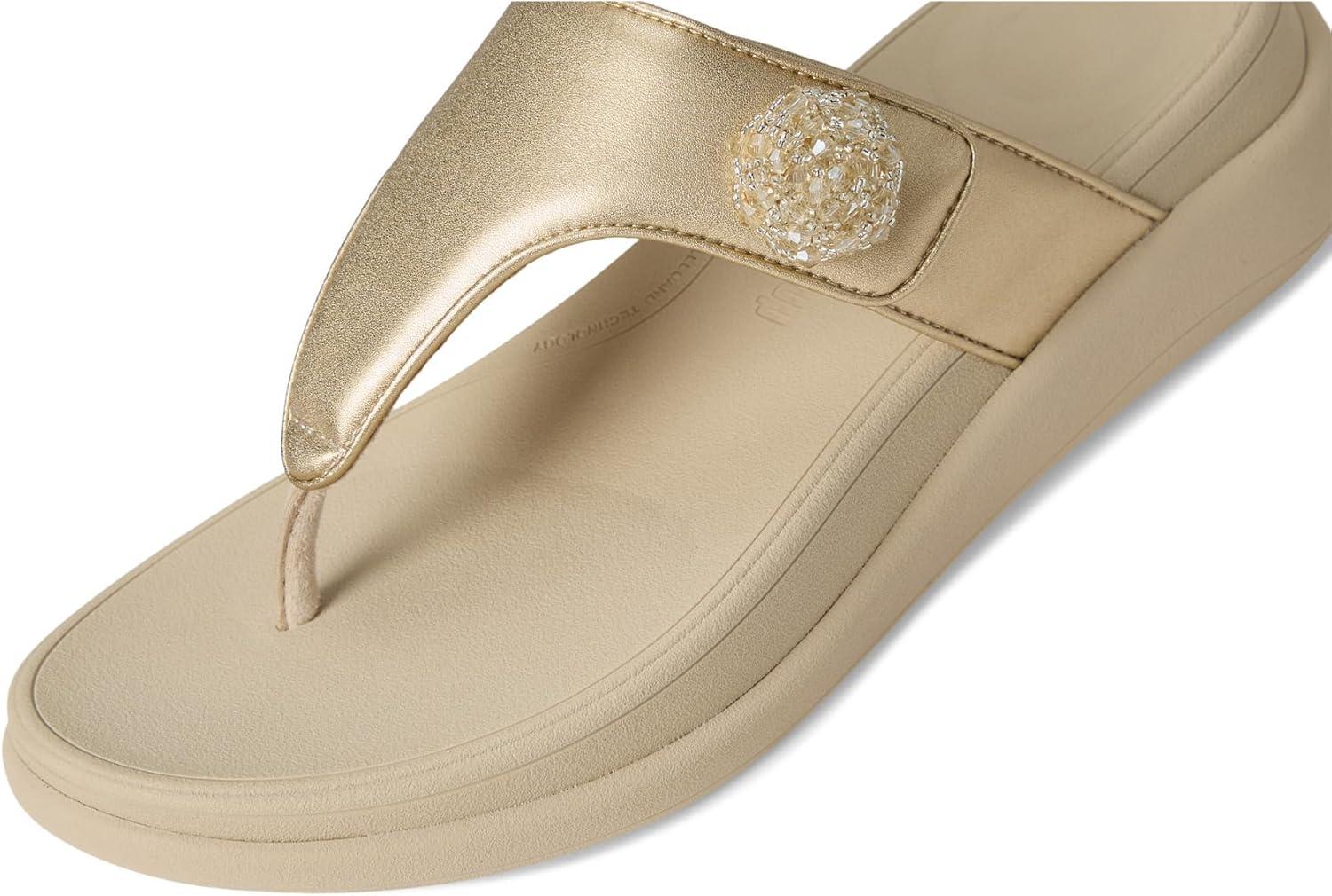 image:imageFitFlop womens Fmode Go Beadiebutton Adj Flatform ToePost SandalsPlatino